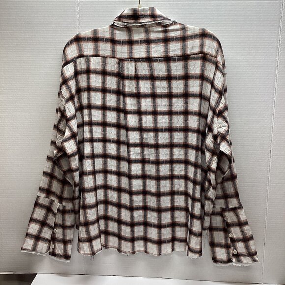POL MEDIUM BROWN PLAID BUTTON DOWN SHIRT 100% COTTON LIGHTWEIGHT NIP - Picture 6 of 9